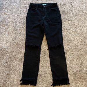 Show Me Your MuMu Black Straight Leg Jeans with Knee Slits